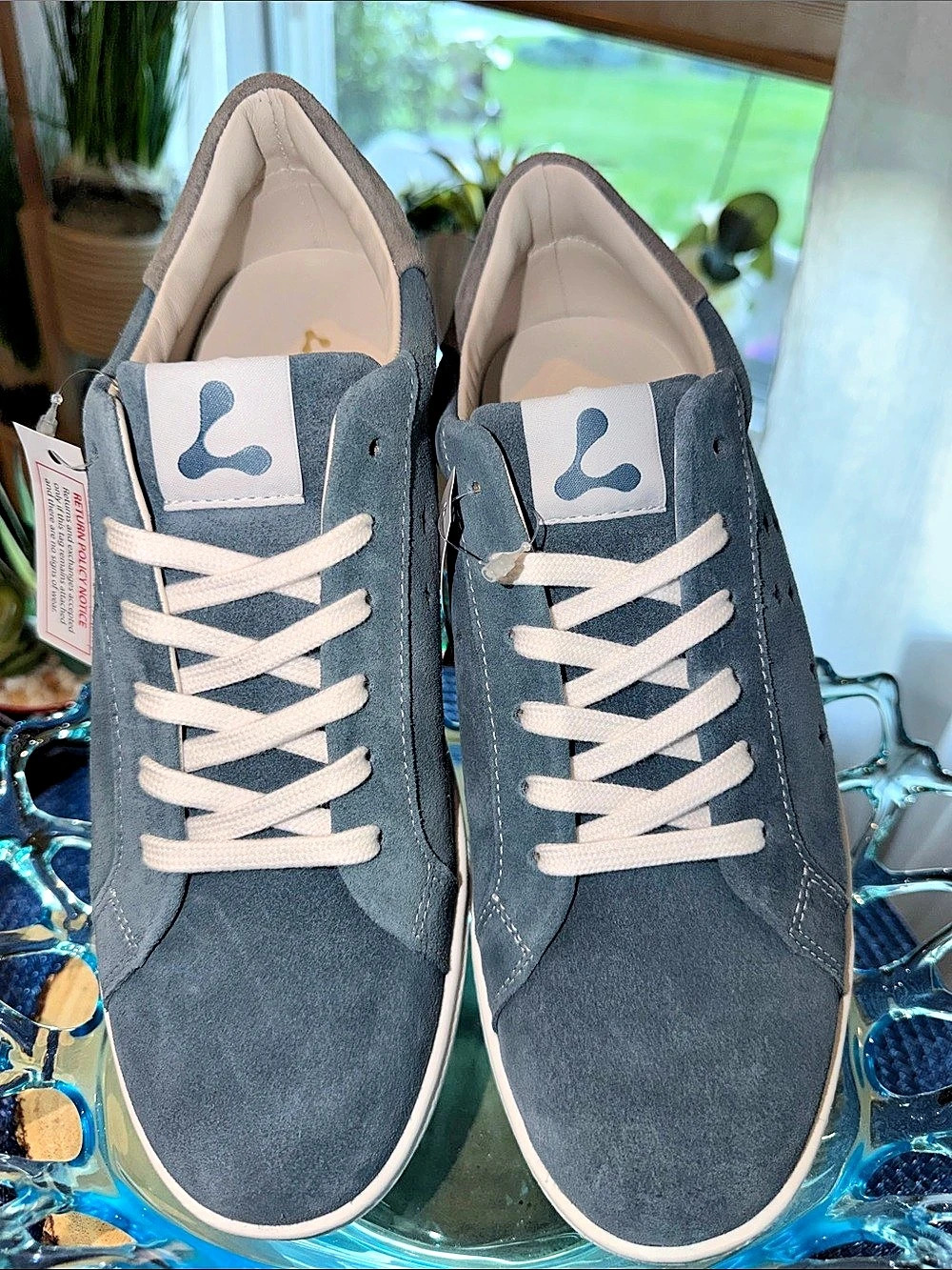 LAZO Halo Tongue Graphic Eco Suede Sneakers Aquamarine Blue Women’s 8.5 NIB